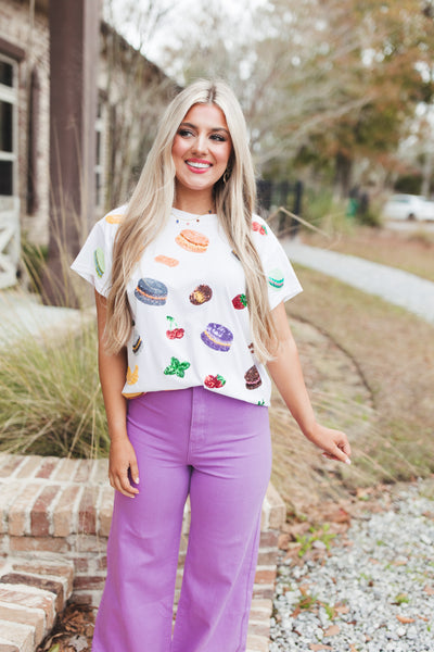 Queen Of Sparkles White Macaroon Tee