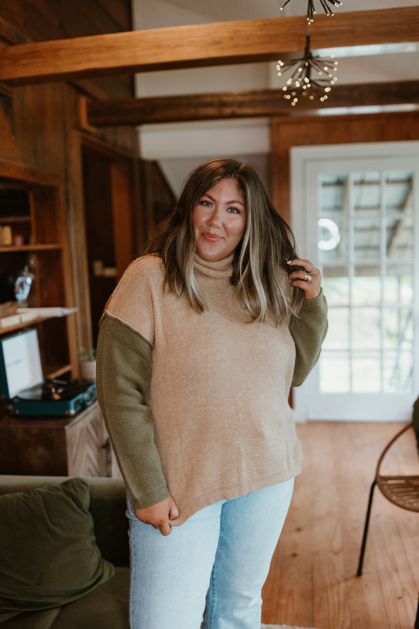 Latte/Olive/Mocha Turtleneck Oversized Sweater