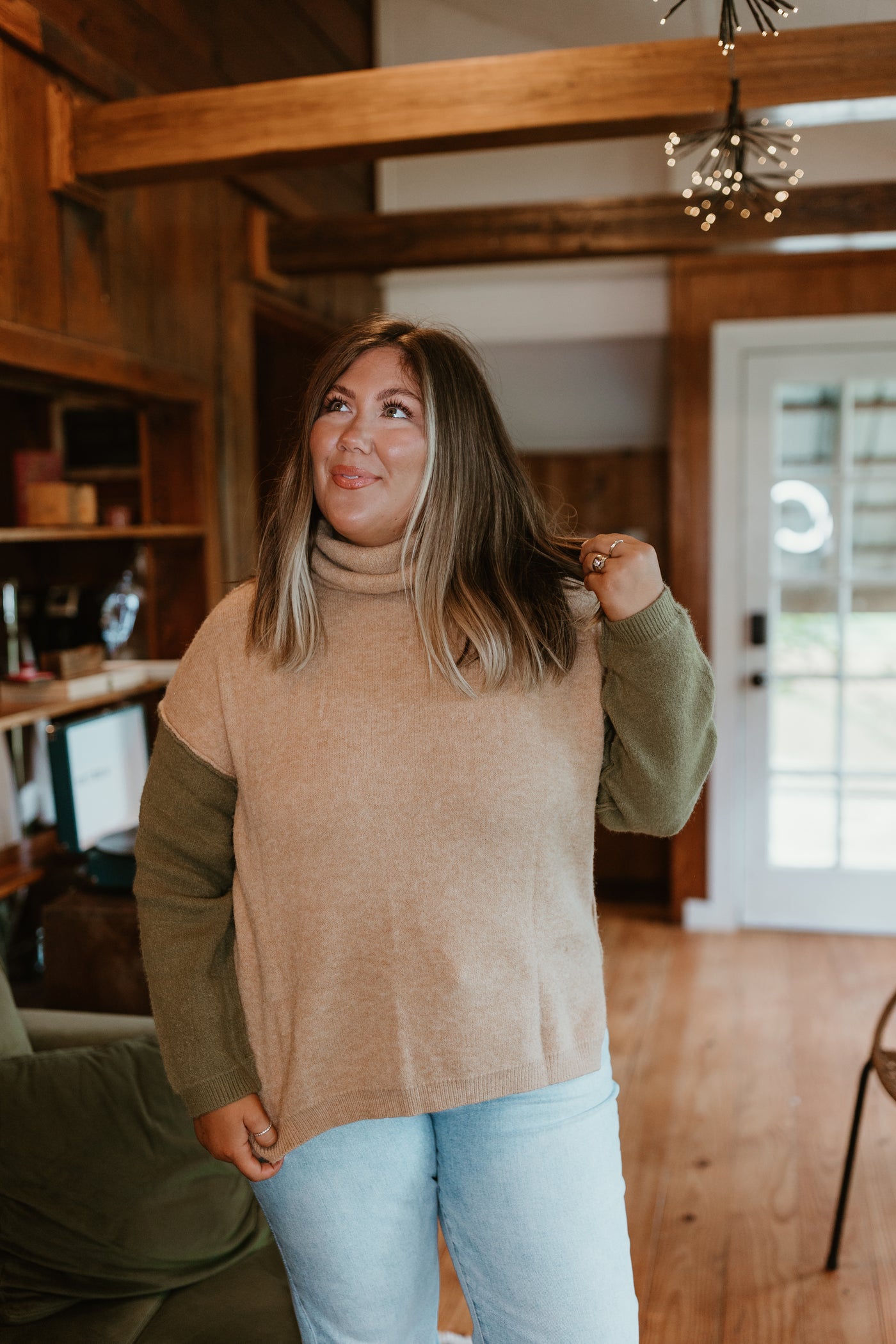 Latte/Olive/Mocha Turtleneck Oversized Sweater