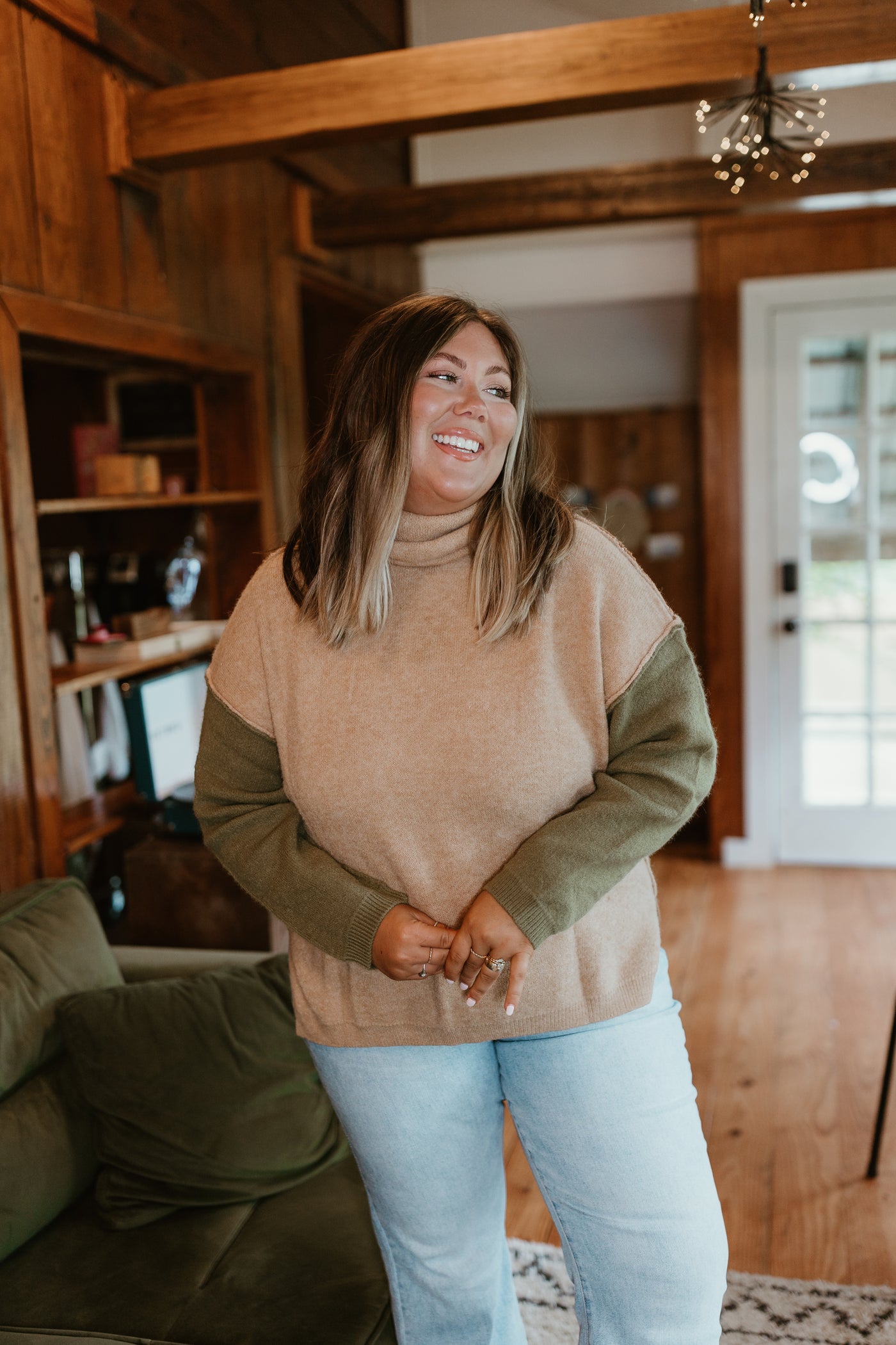 Latte/Olive/Mocha Turtleneck Oversized Sweater