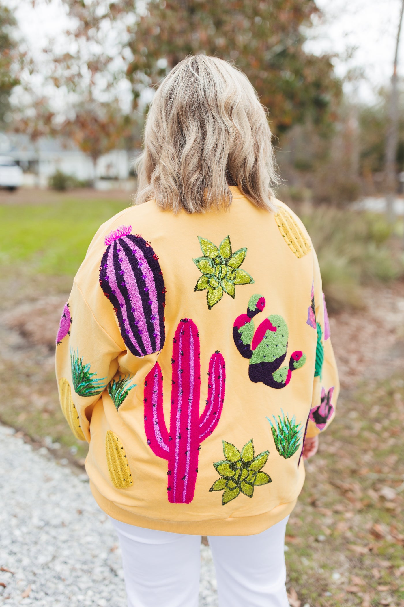 Queen Of Sparkles Yellow Cactus Sweatshirt