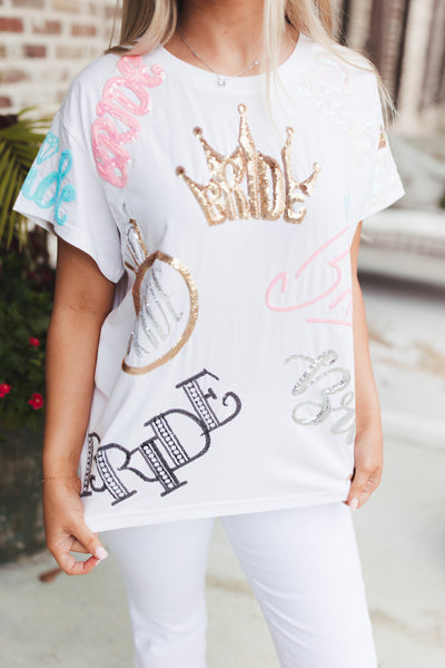 Queen Of Sparkles White Bride All Over Tee