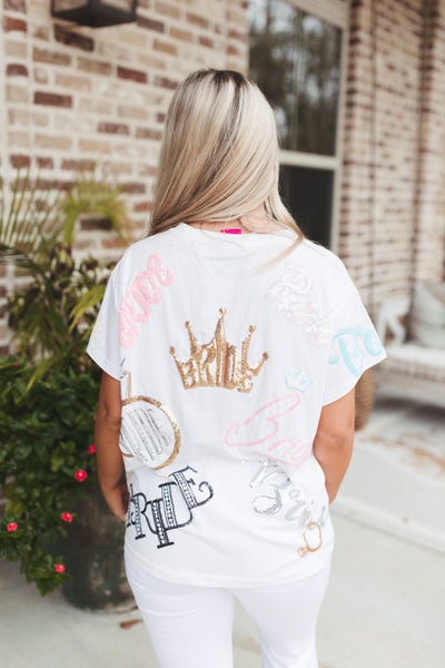 Queen Of Sparkles White Bride All Over Tee