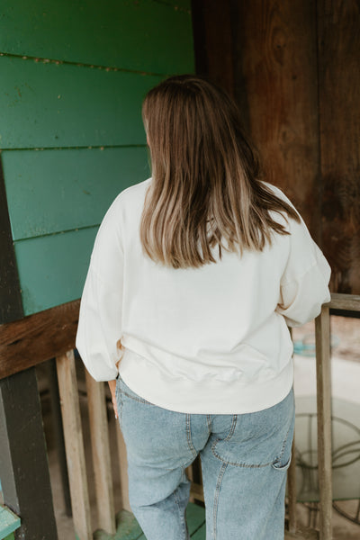 Cream Gobble Gobble Embroidered Sweatshirt