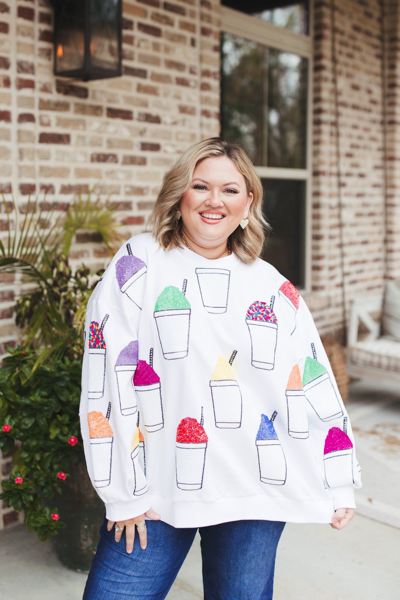 Queen Of Sparkles White Multi Snow Cone Sweatshirt