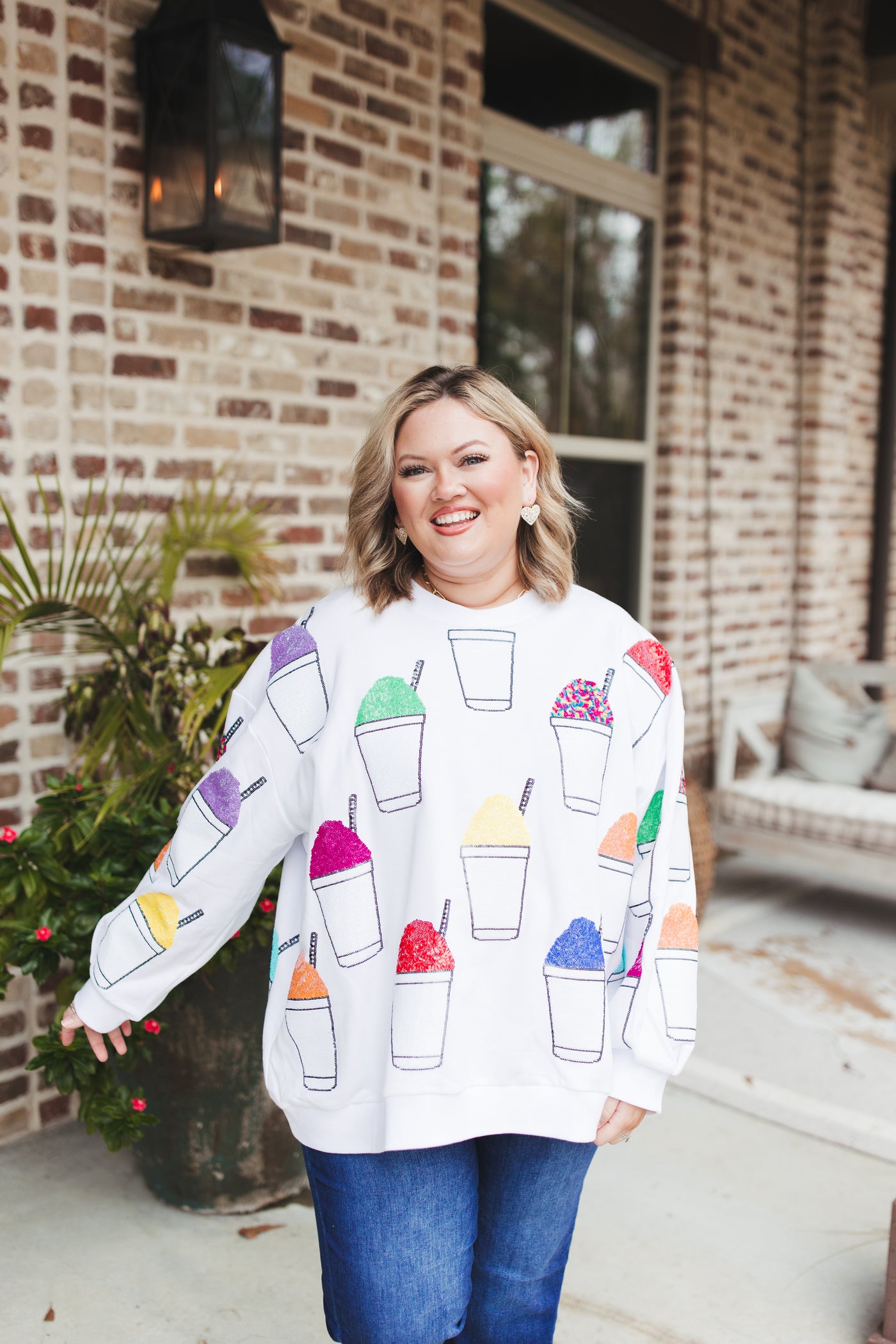 Queen Of Sparkles White Multi Snow Cone Sweatshirt