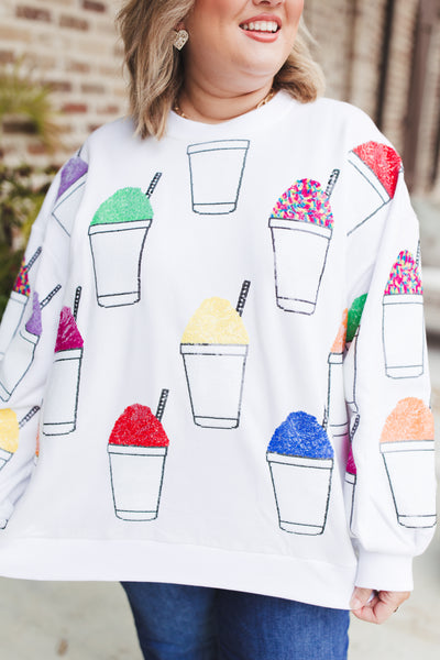 Queen Of Sparkles White Multi Snow Cone Sweatshirt