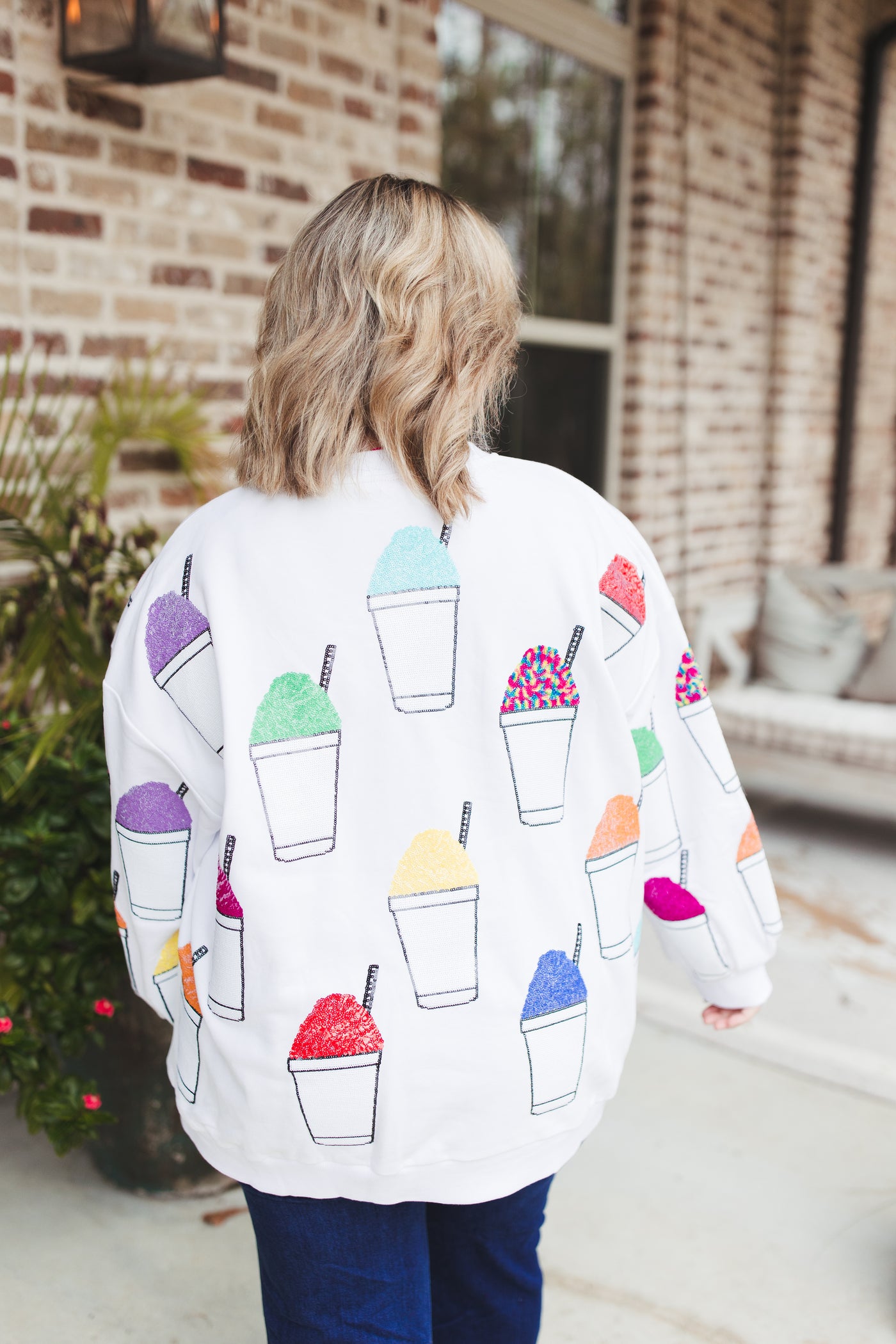 Queen Of Sparkles White Multi Snow Cone Sweatshirt