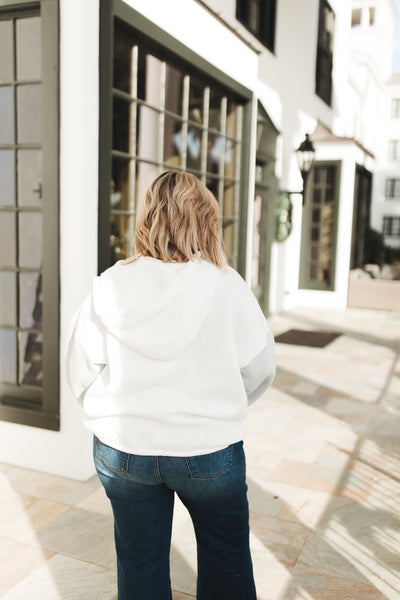 White Multi Colorblock Half Zip Hoodie