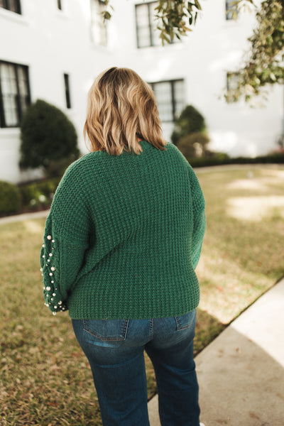 Hunter Pearl Beaded Cable Knit Sweater