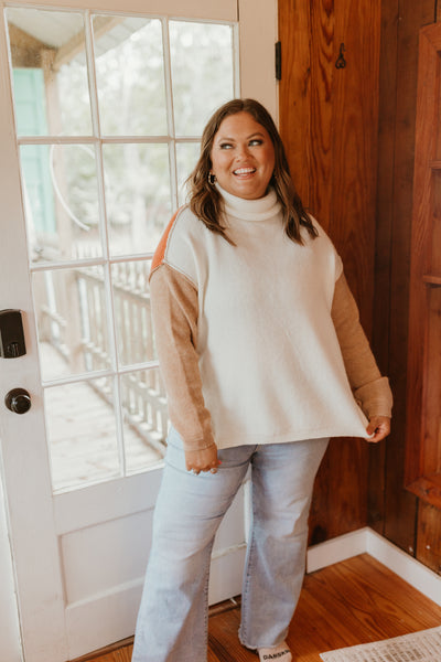 Ivory/Mocha/Rust Turtleneck Oversized Sweater