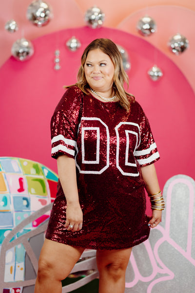 Maroon Sequin Game Day Jersey Dress