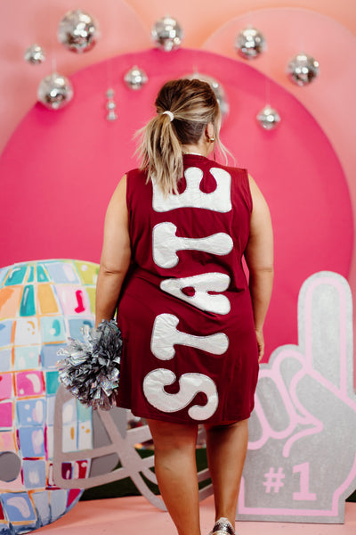 Queen Of Sparkles Maroon Iridescent 'Hail State' Tank Dress