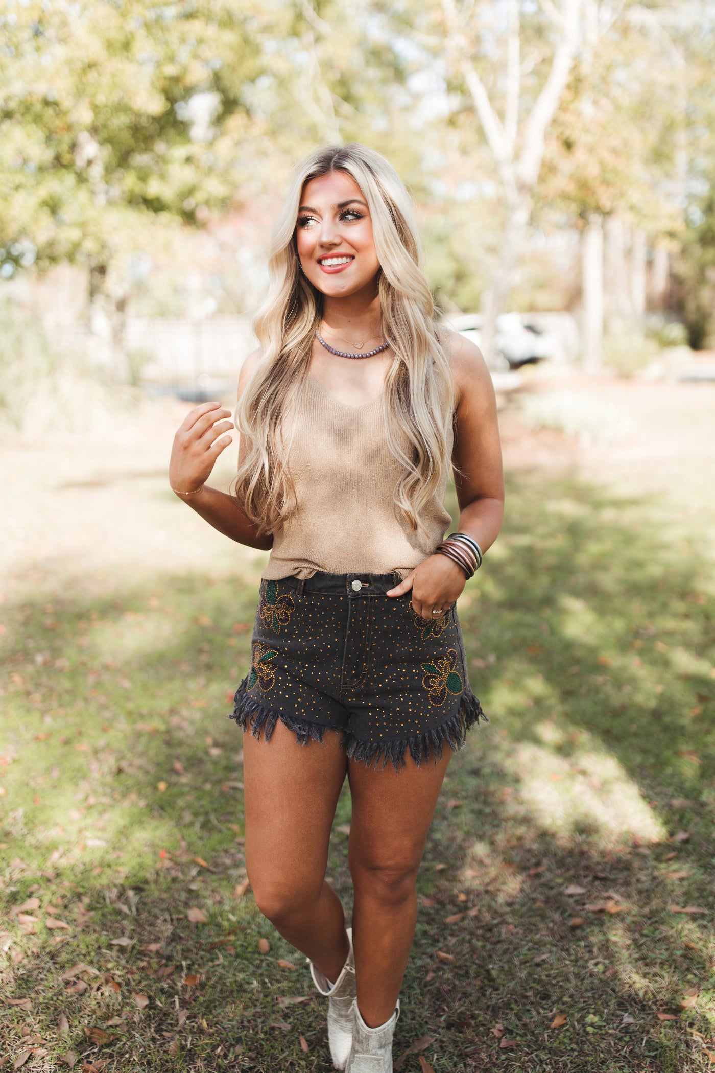 Gold Glitter Knit Tank