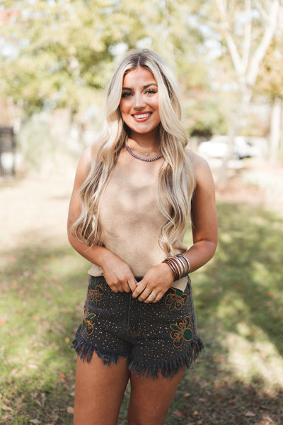 Gold Glitter Knit Tank