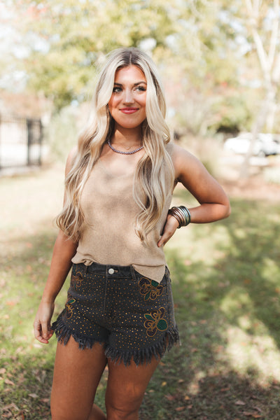 Gold Glitter Knit Tank