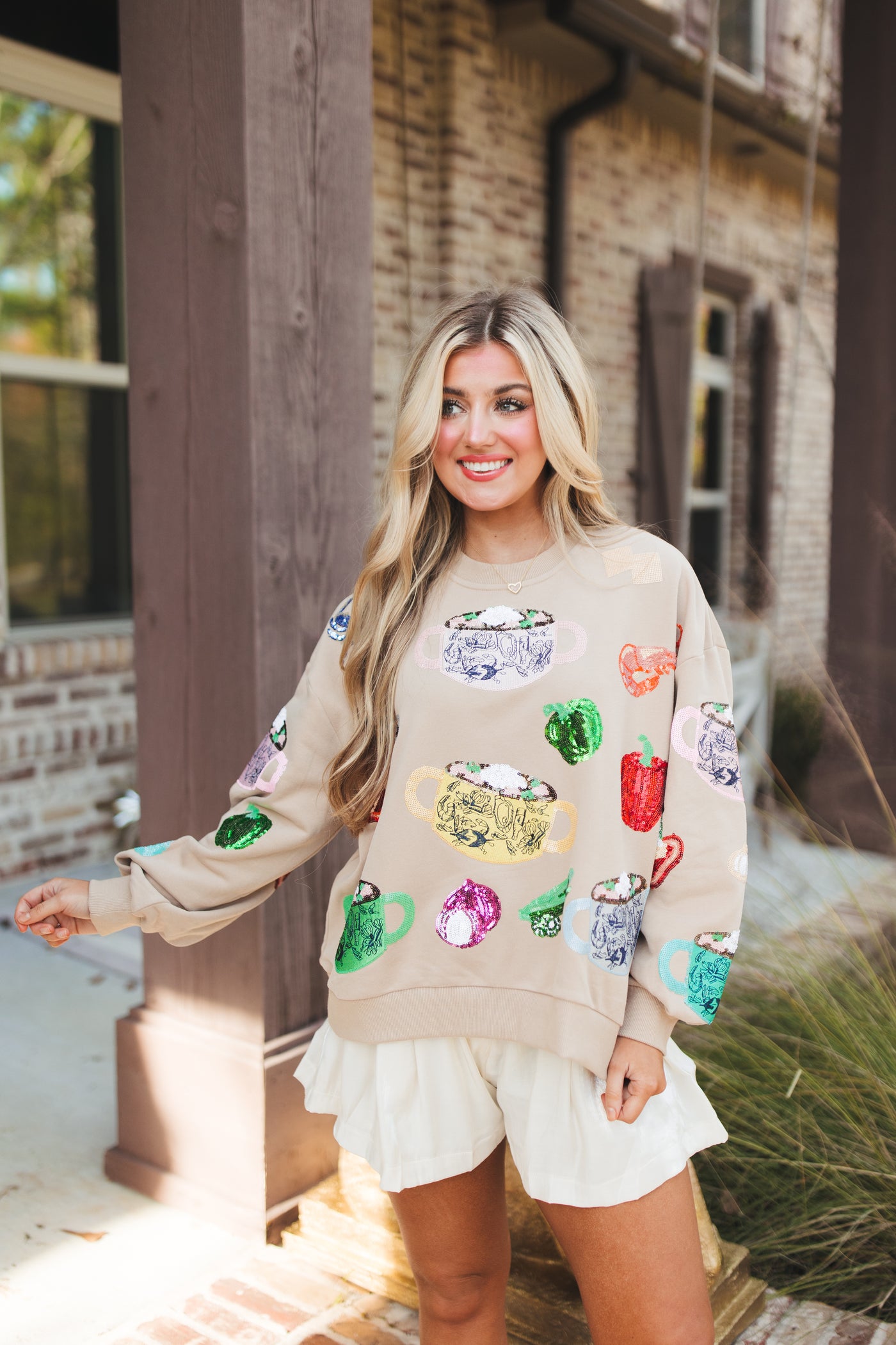 Queen Of Sparkles Tan Gumbo & Seafood Sweatshirt