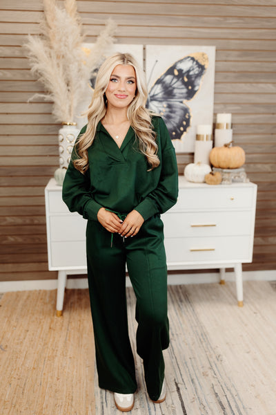 Evergreen Butter Soft Notch Neck Pullover and Pant Set