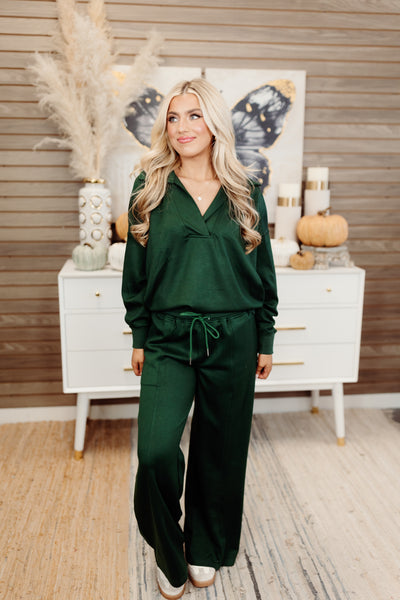 Evergreen Butter Soft Notch Neck Pullover and Pant Set