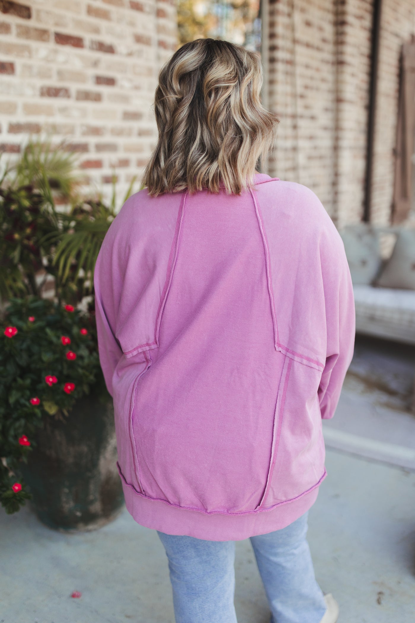 Mauve Oversized Raw Edge Sweatshirt