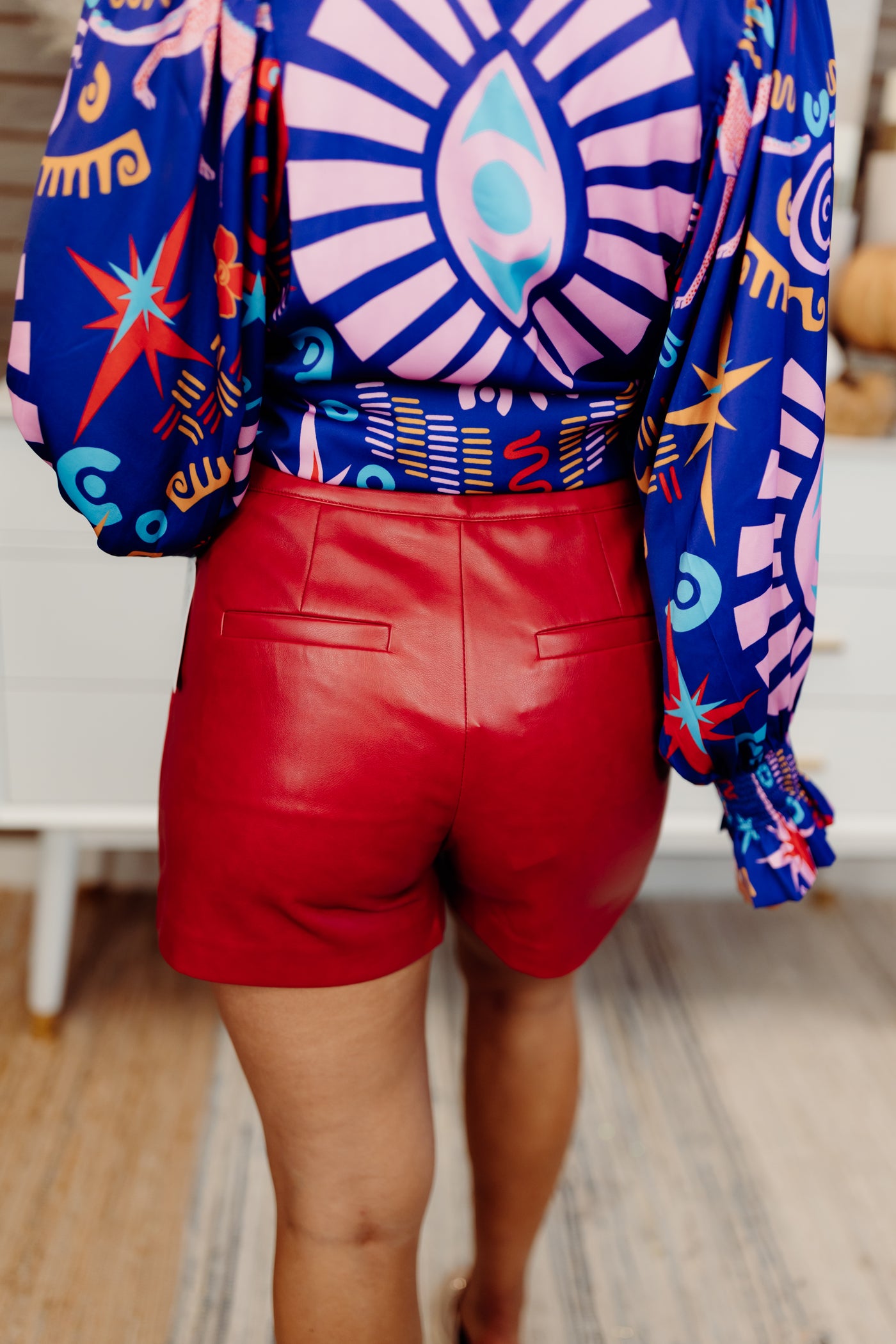 Dolce Cabo Red High Waisted Faux Leather Shorts