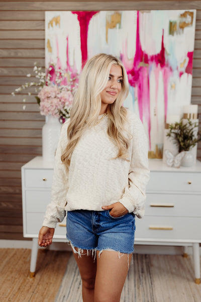 Cream Round Neck Long Sleeve Slouchy Sweater