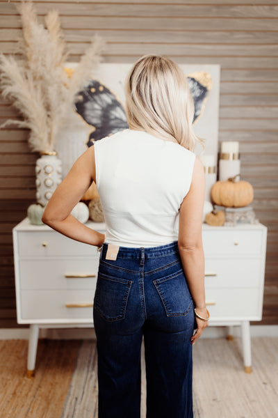 Ivory Mock Neck Lightweight Knit Sleeveless Top