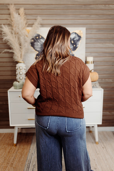 Chestnut Oversized Cable Knit Sweater Vest