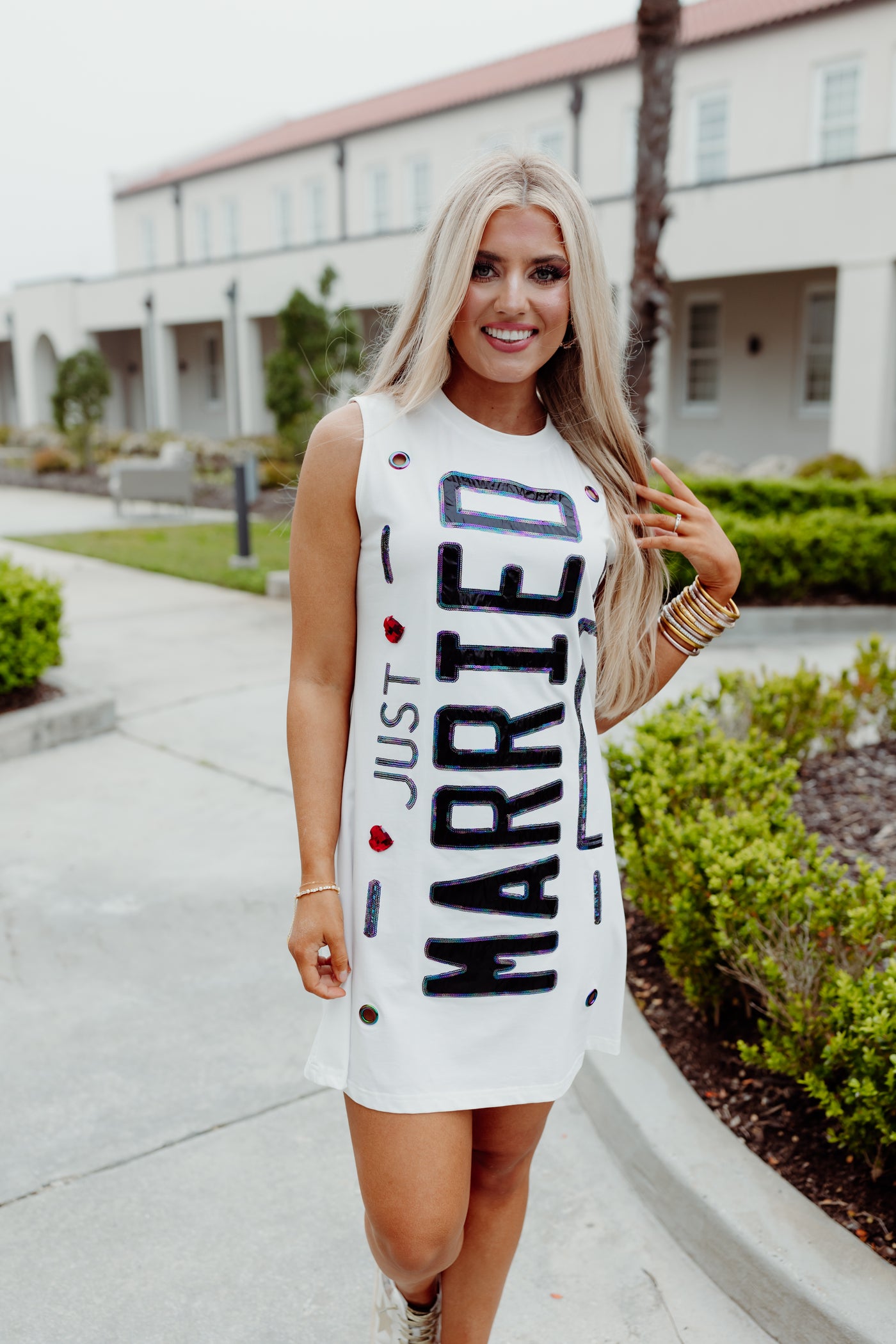 Queen Of Sparkles White Just Married Tank Dress