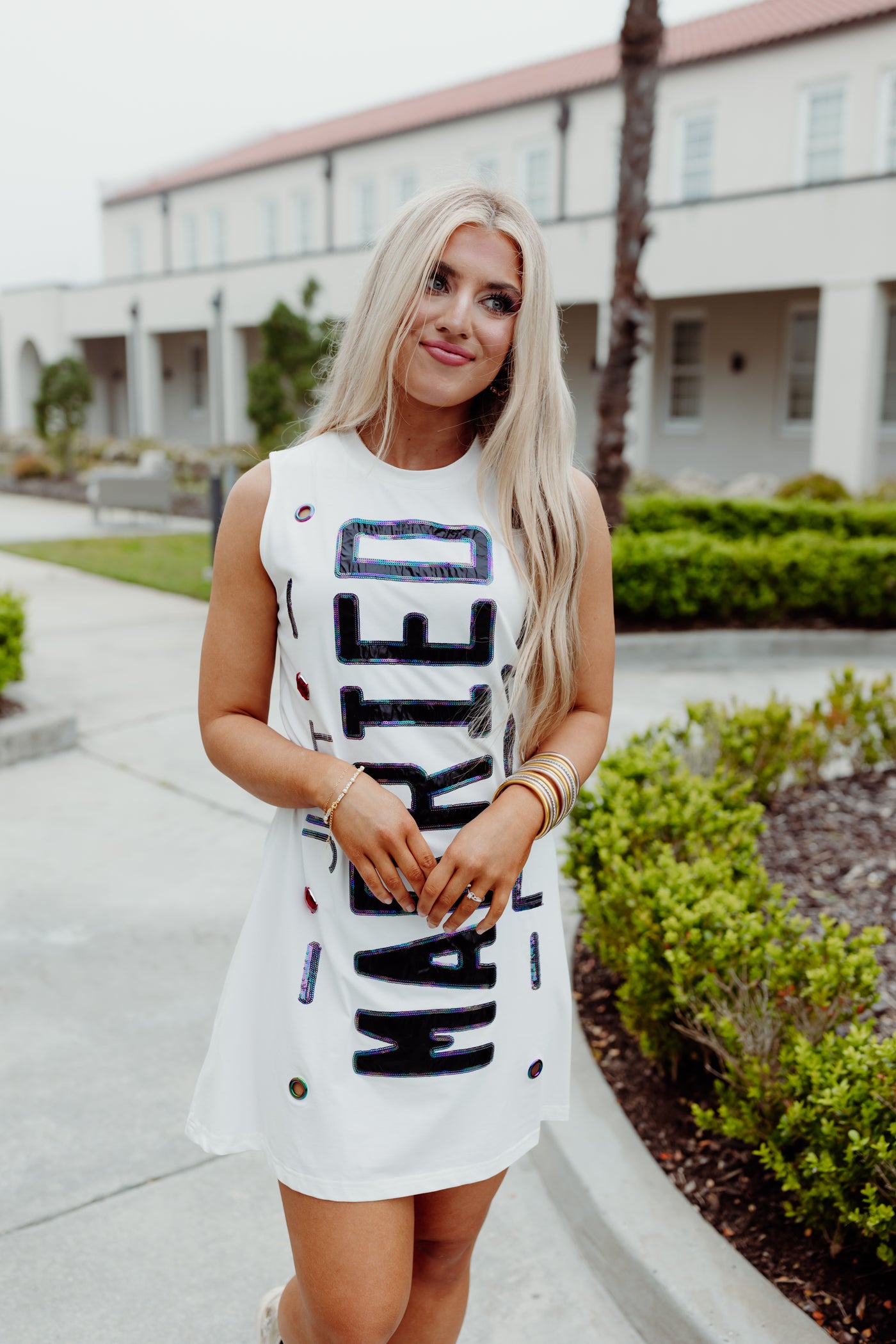 Queen Of Sparkles White Just Married Tank Dress