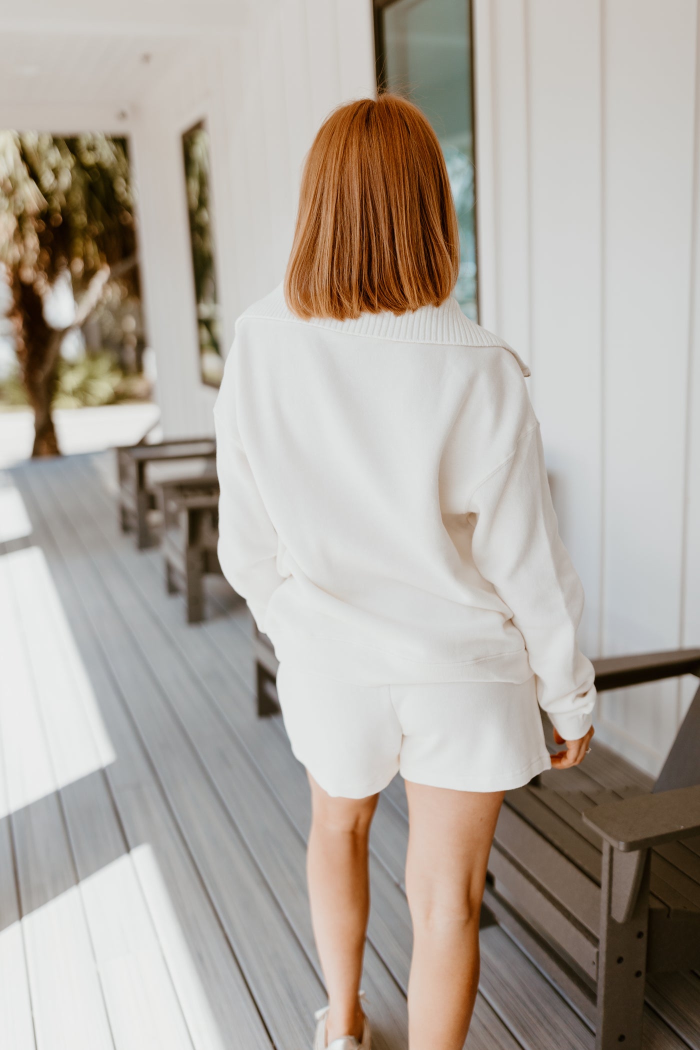 Z Supply Sonata Fleece Sweatshirt and Patio Fleece Short Set in Sea Salt