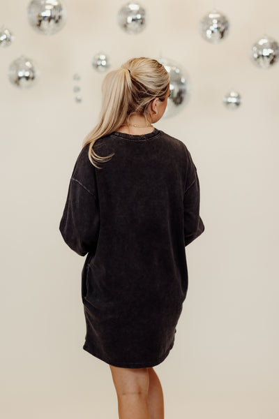 Black Oversized Sweatshirt Mini Dress