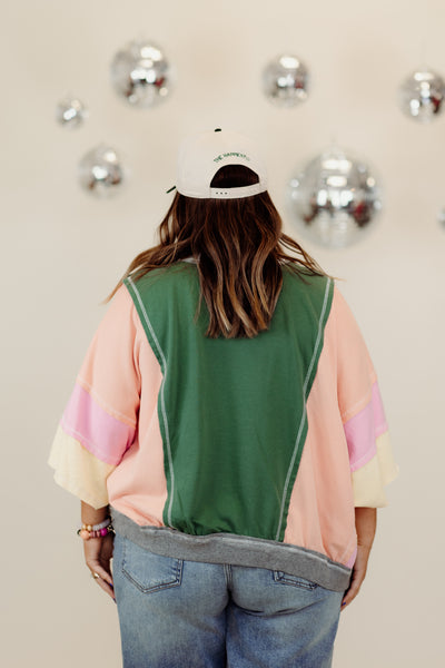 Jade Multi Raw Edge Vintage Washed Bomber Jacket