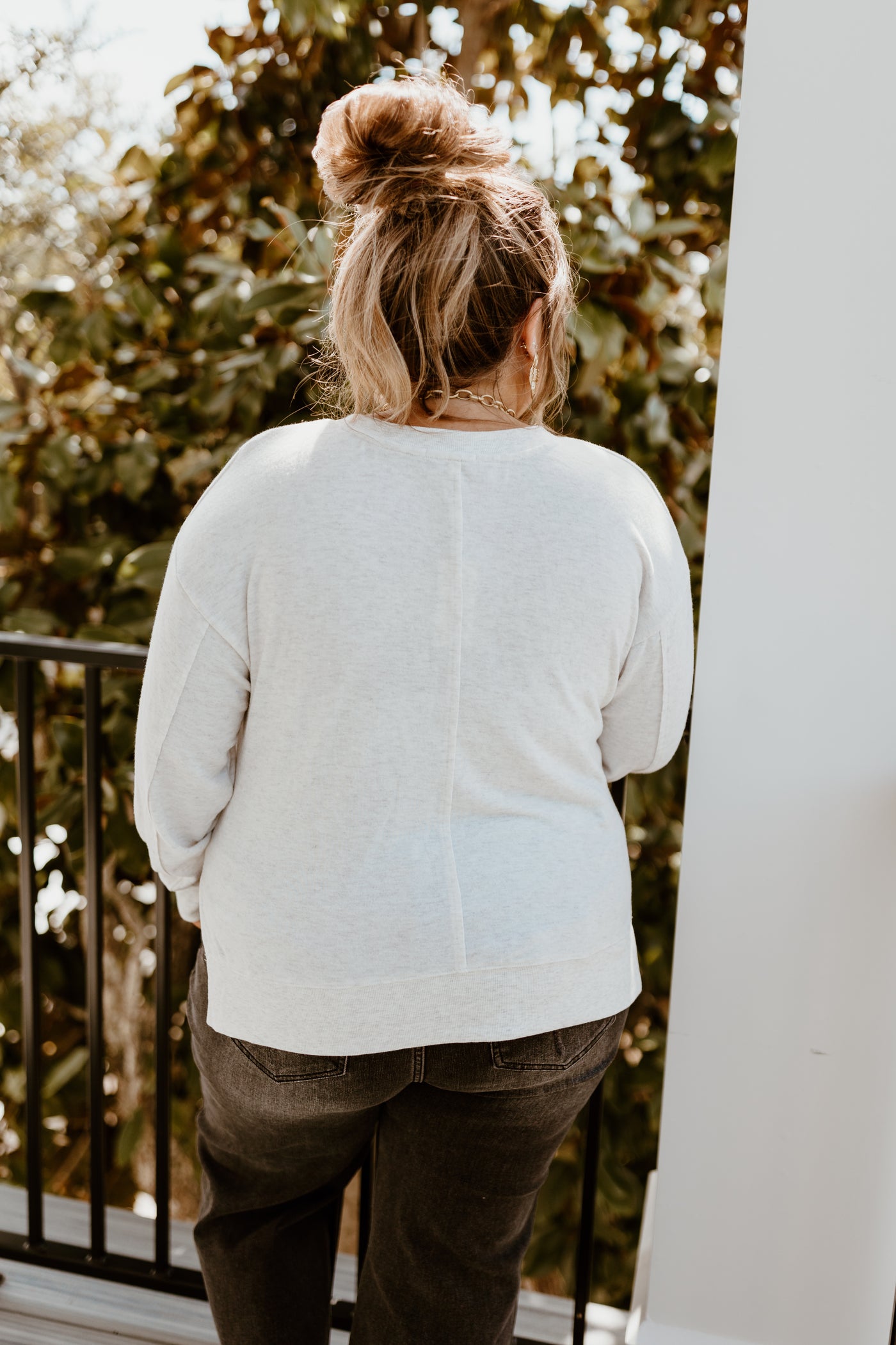 Z Supply Wilder Cloud V-Neck Long Sleeve Top in Light Oatmeal