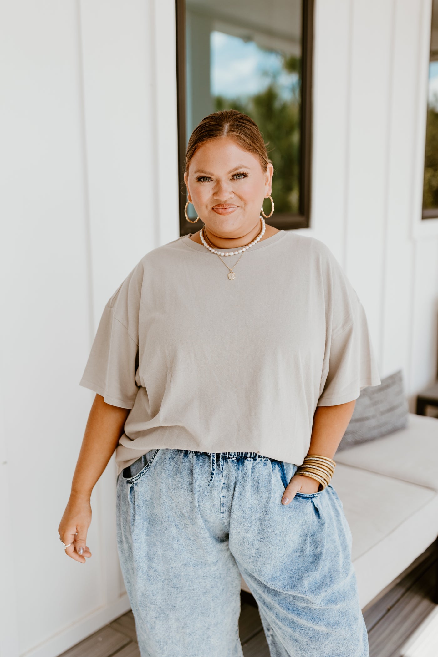 Ash Mineral Washed Oversized Tee