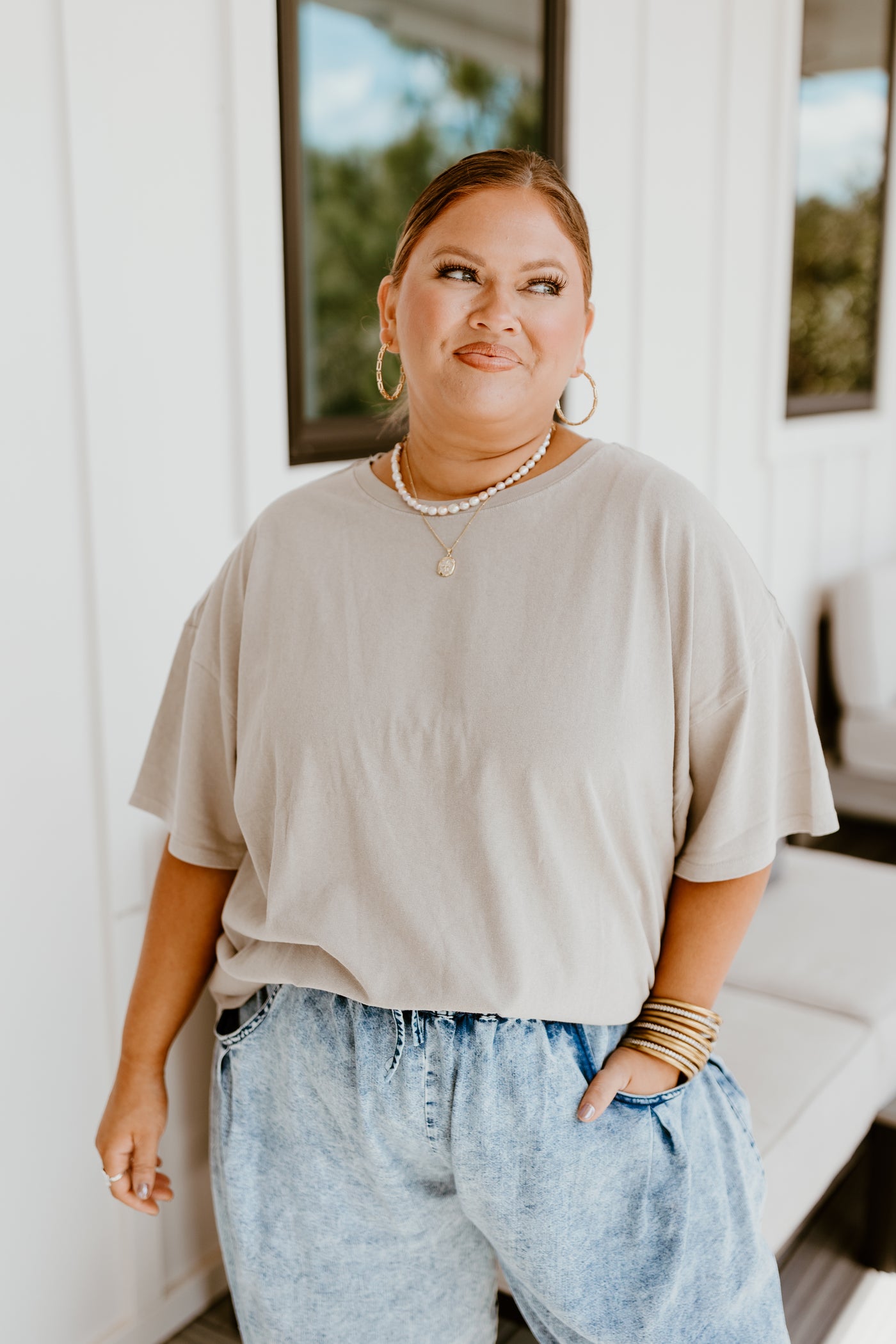 Ash Mineral Washed Oversized Tee