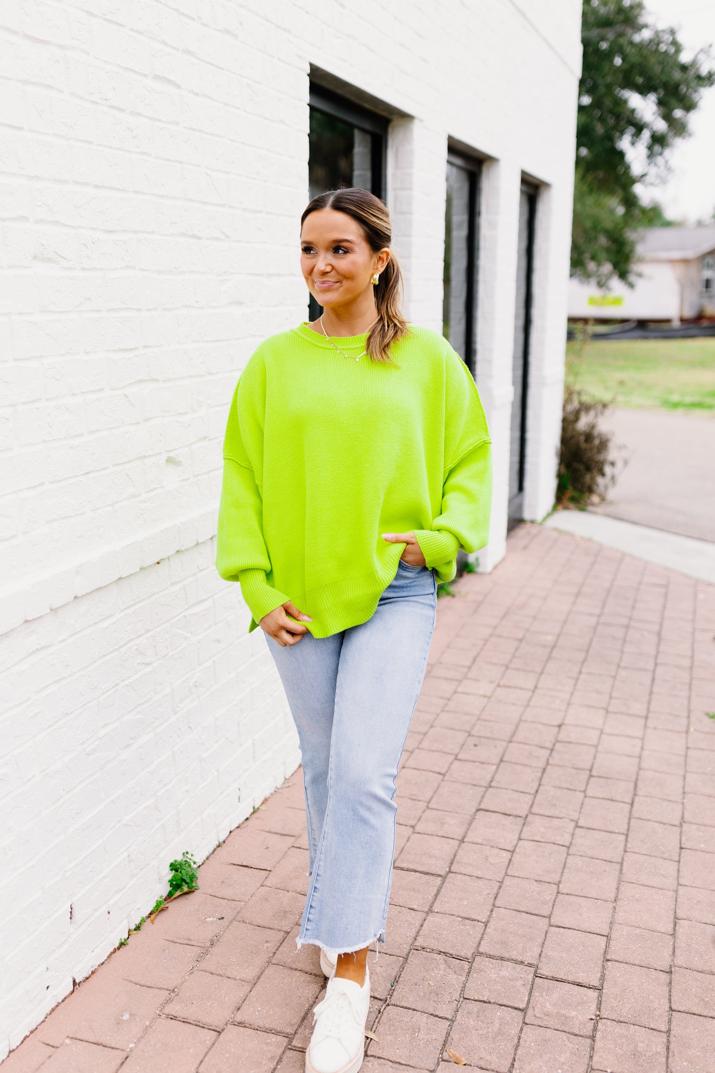 Lime Oversized Knit Pullover