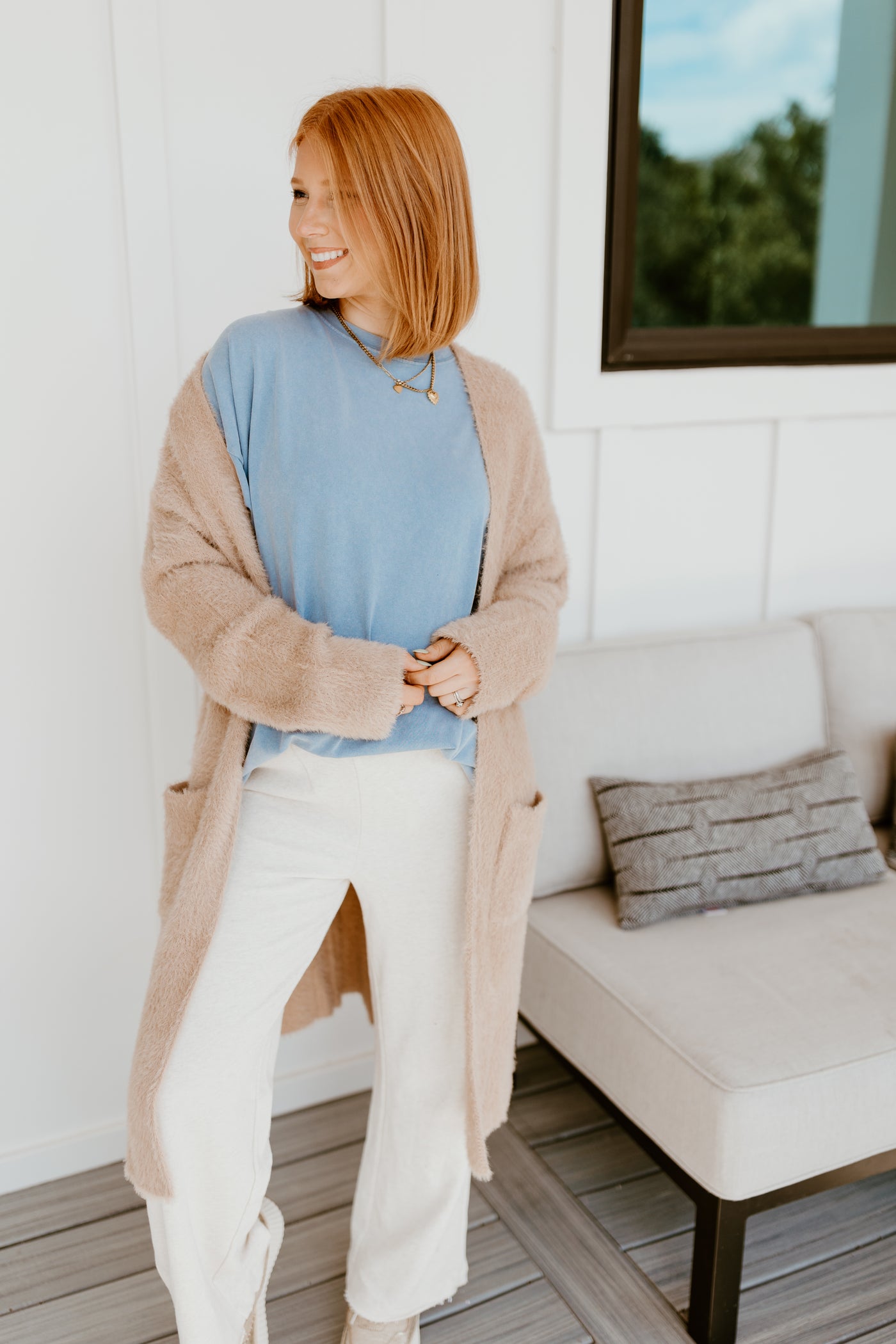 Gray Blue Mineral Washed Oversized Tee