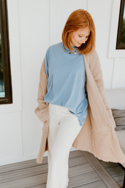 Gray Blue Mineral Washed Oversized Tee