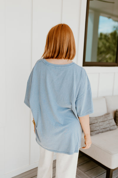 Gray Blue Mineral Washed Oversized Tee