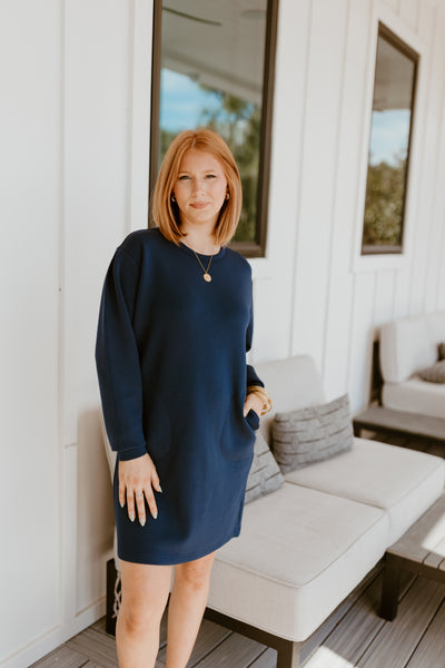 SPANX AirEssentials Crew Neck Dress- Timeless Navy