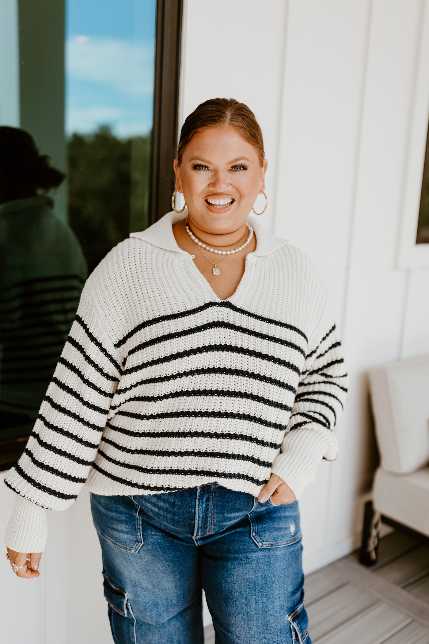 Navy and Cream Nautical Stripes Knit Sweater