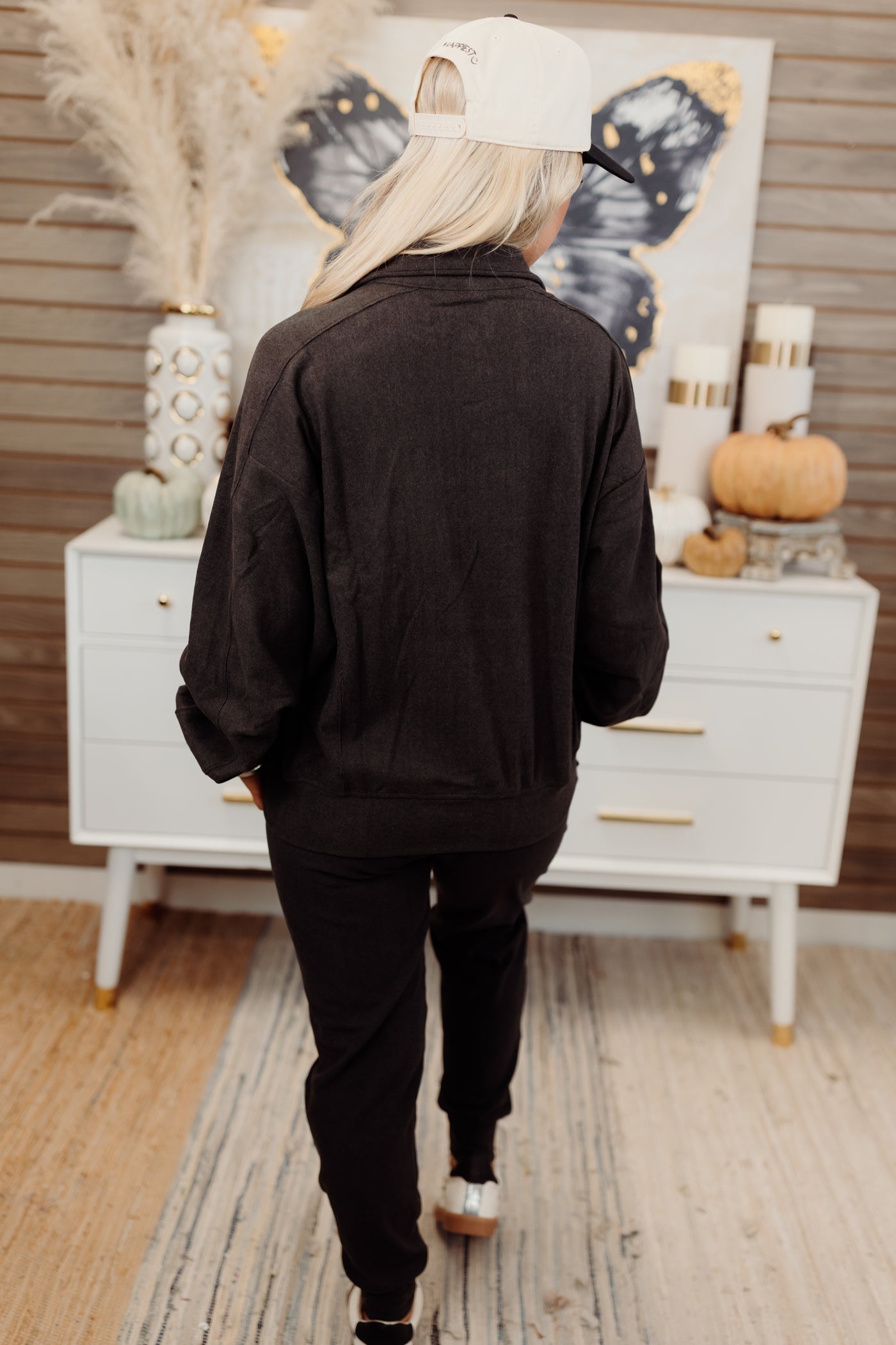 Black Brushed Pullover and Jogger Set