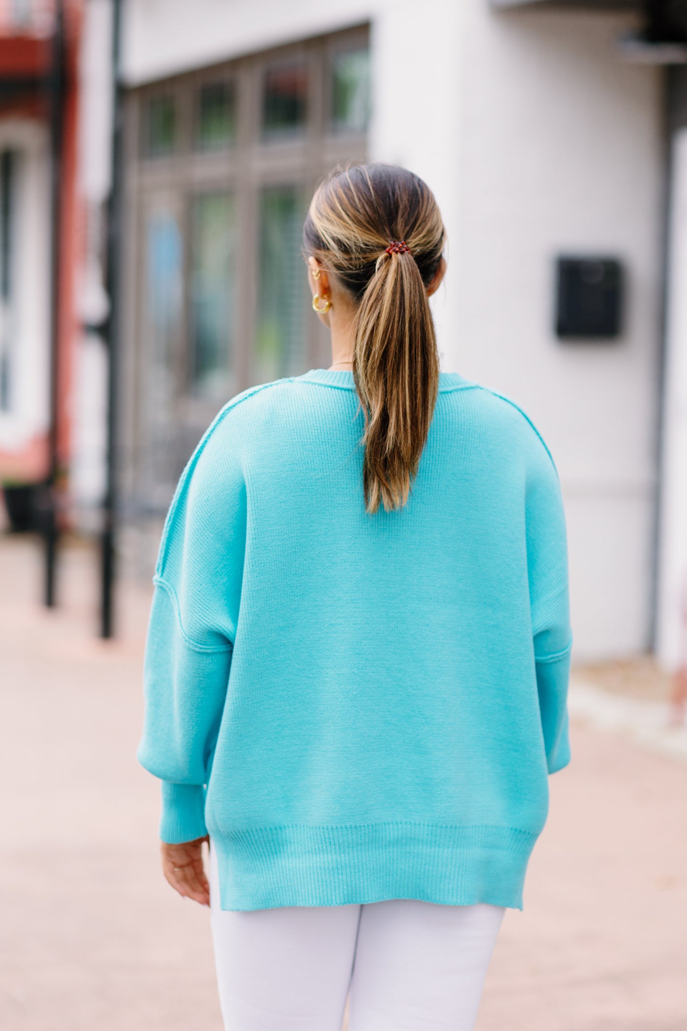 Aqua Oversized Knit Pullover