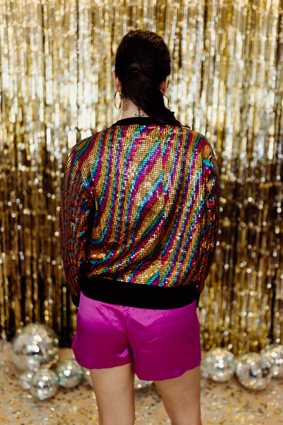 Queen Of Sparkles Multi Full Sequin Cheers Sweater