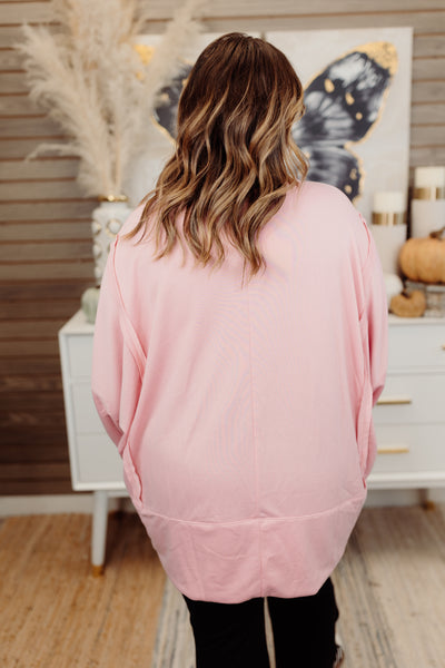 Pink Oversized French Terry Pullover