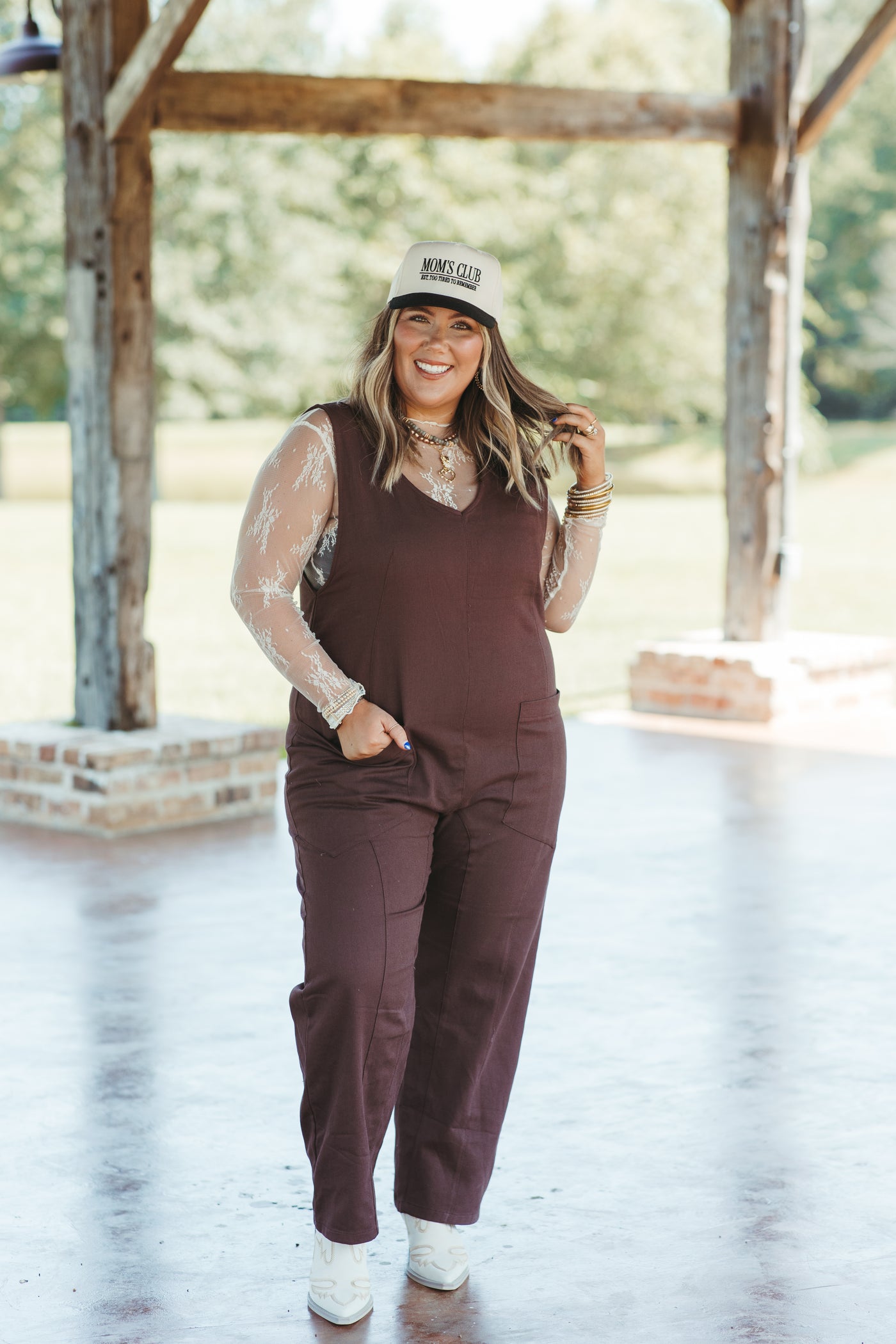 Chestnut Loose Fit Front Pocket Jumpsuit