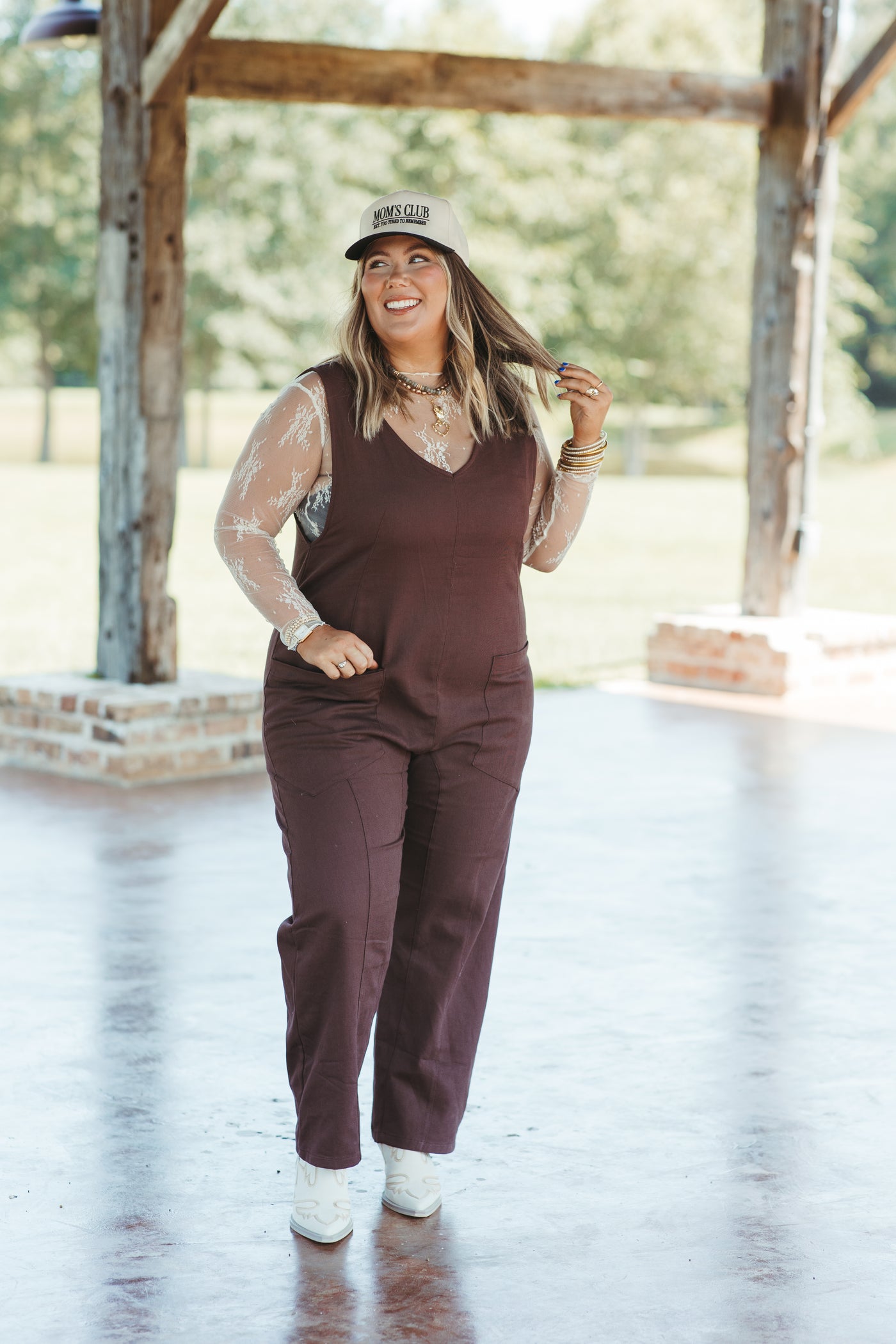 Chestnut Loose Fit Front Pocket Jumpsuit