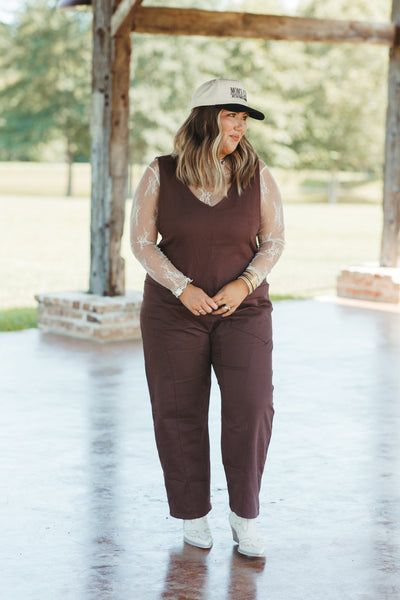 Chestnut Loose Fit Front Pocket Jumpsuit