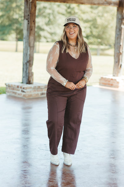 Chestnut Loose Fit Front Pocket Jumpsuit